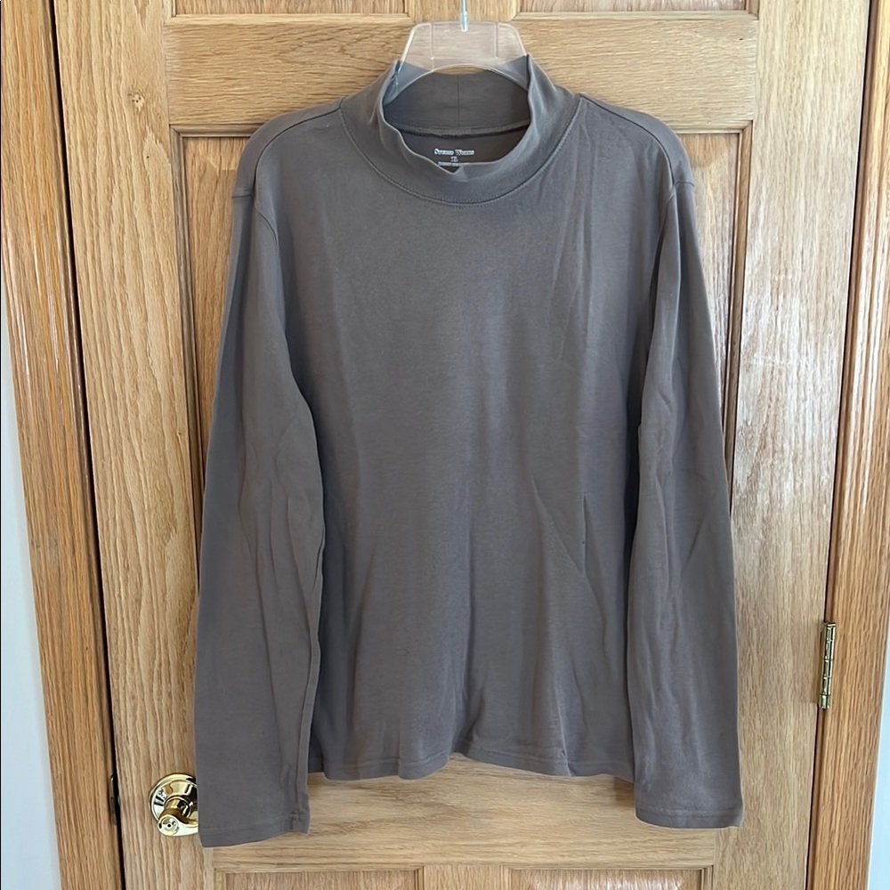 Studio Works - Beautiful Brown Mock Neck Long Sleeve Shirt - Size XL